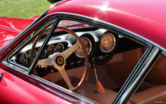 Inside a Ferrari 250 GT Lusso. 