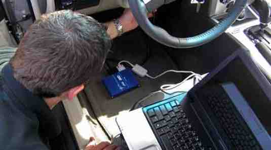 under the driver's side of the car to extract EDR or Black Box information this image shows how under the driver's side of the car to extract EDR or Black Box information