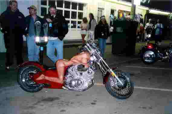 Fancy custom made motorcycle at a rally.