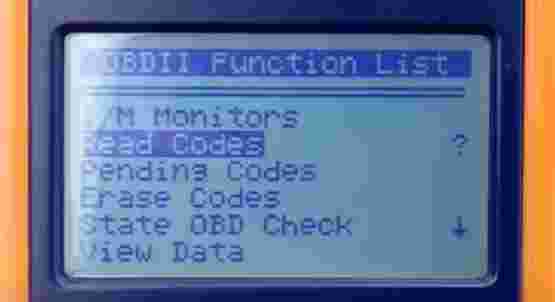 Function list on a scanner.